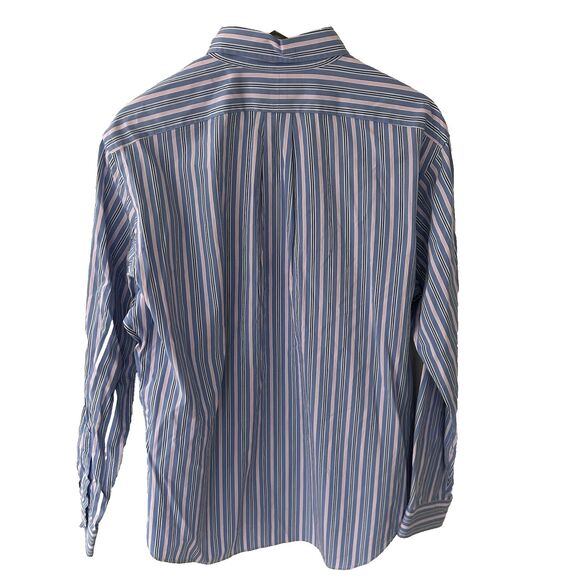 Mens Ralph Lauren Button Down Shirt Size Large Classic Fit Stripe Blue Pink - Picture 6 of 6